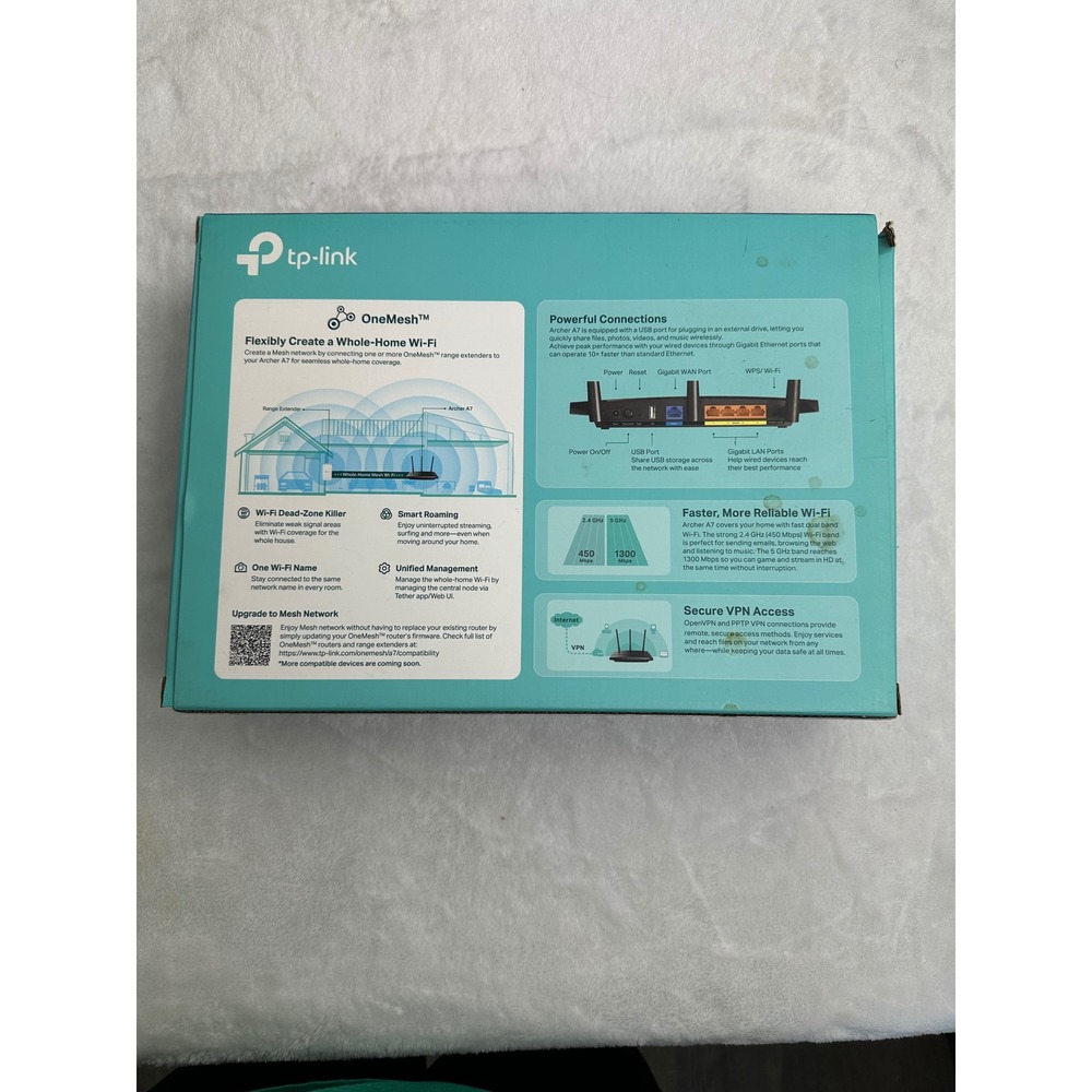 TP-Link Archer A7 AC1750 Mesh WiFi Router Dual Band Gigabit Wireless Router - Picture 3 of 4
